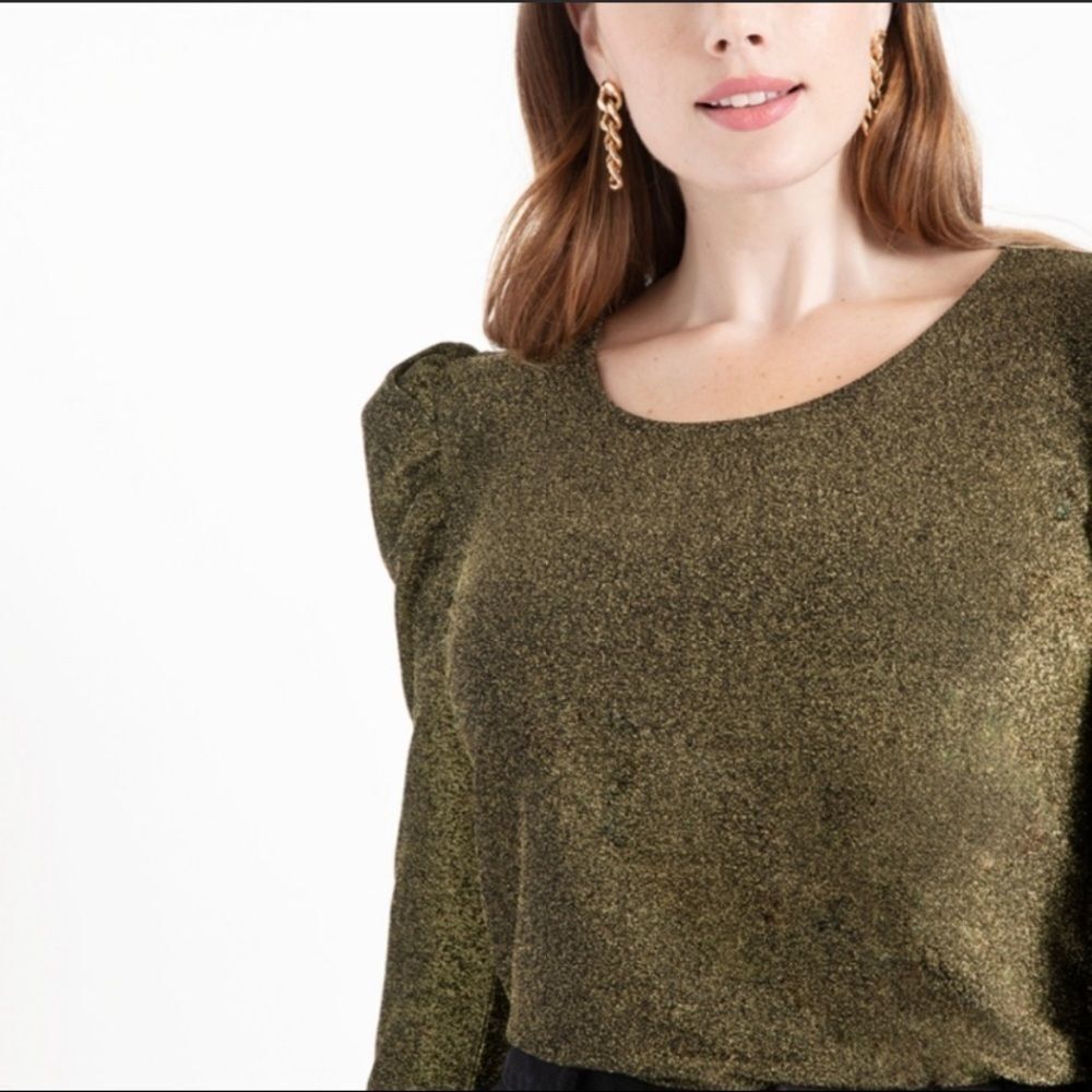 Eloquii Gold Puff Sleeve Top 14/16